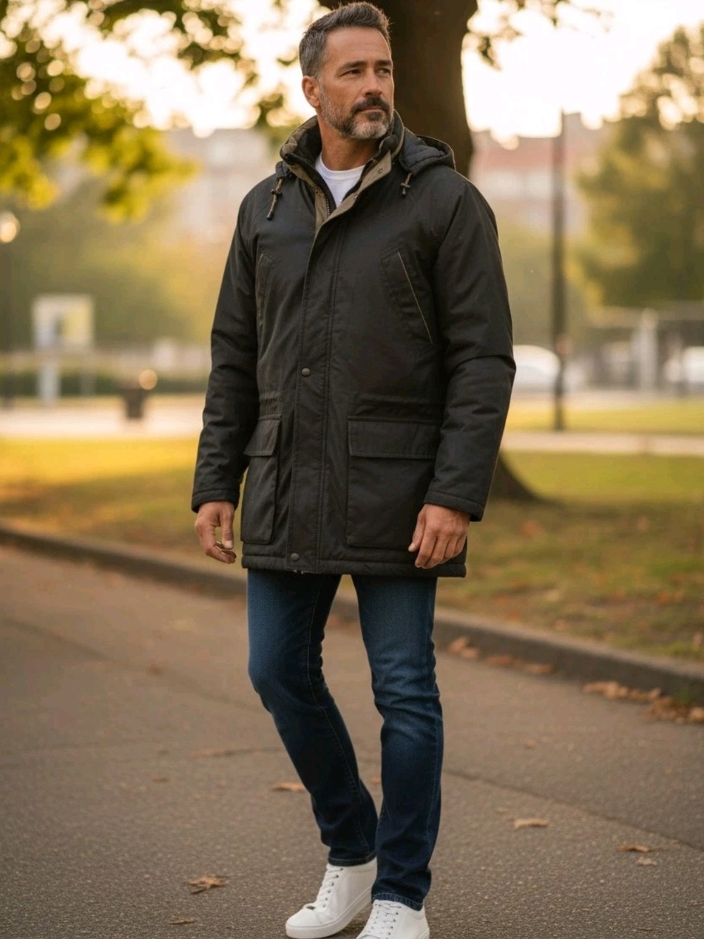 RAINFOREST Black Men's Hooded Field Jacket